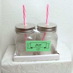 Glass Jars With Handle 12 Oz 2 Count